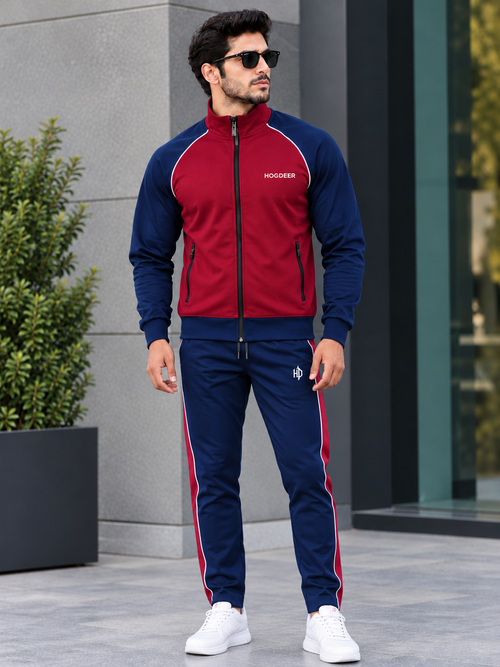 Crimson Crest – Burgundy / Navy Winter Tracksuit