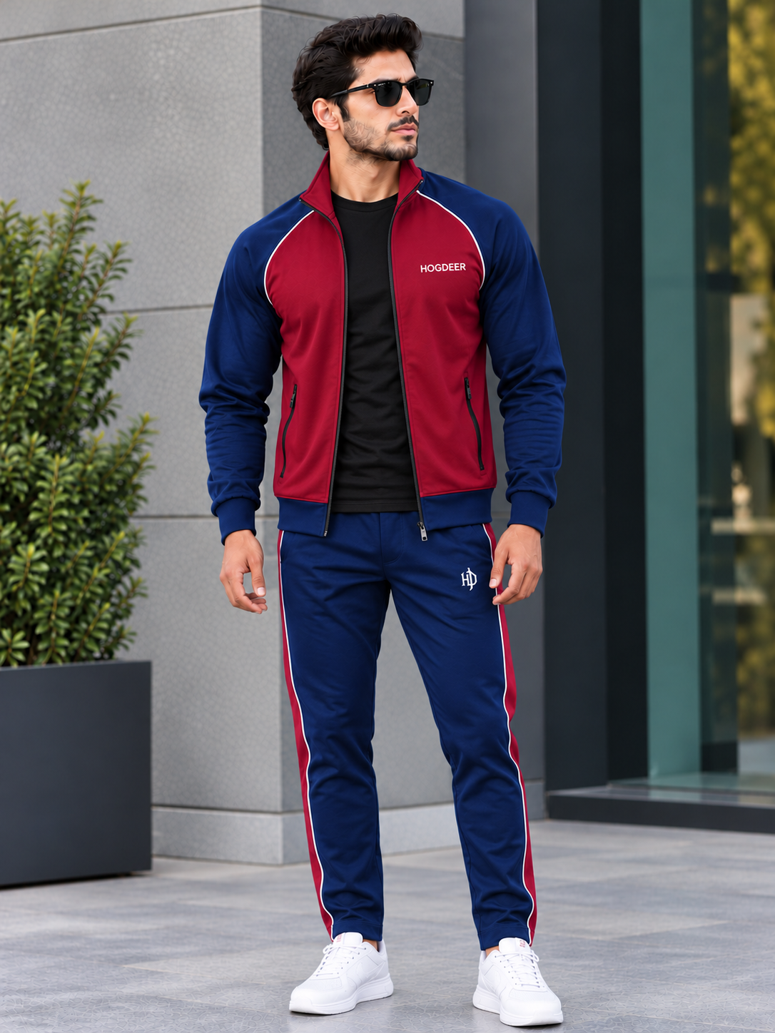 Crimson Crest – Burgundy / Navy Winter Tracksuit