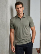 Imported Small Diamond Spandex Polo- Olive Green