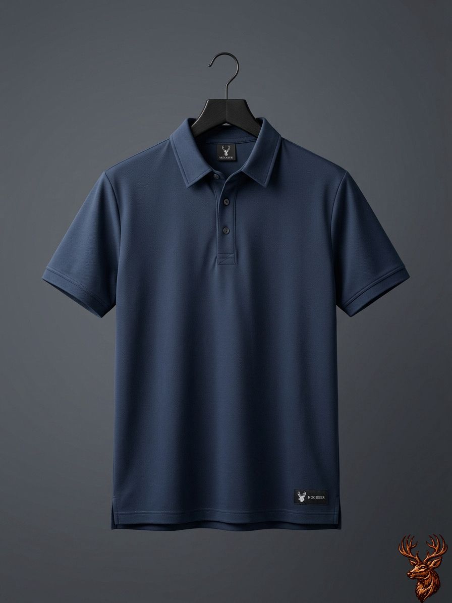 Imported Small Diamond Spandex Polo- Navy Blue