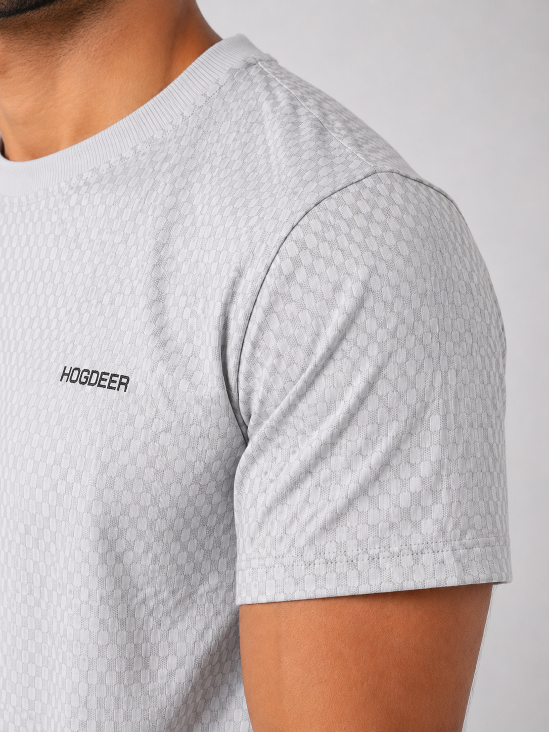 Men's Imported Stretchable Square Mesh Shirt – Ice Grey