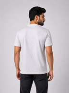 Men's Imported Stretchable Square Mesh Shirt – Ice Grey