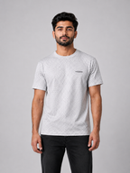 Men's Imported Stretchable Square Mesh Shirt – Ice Grey